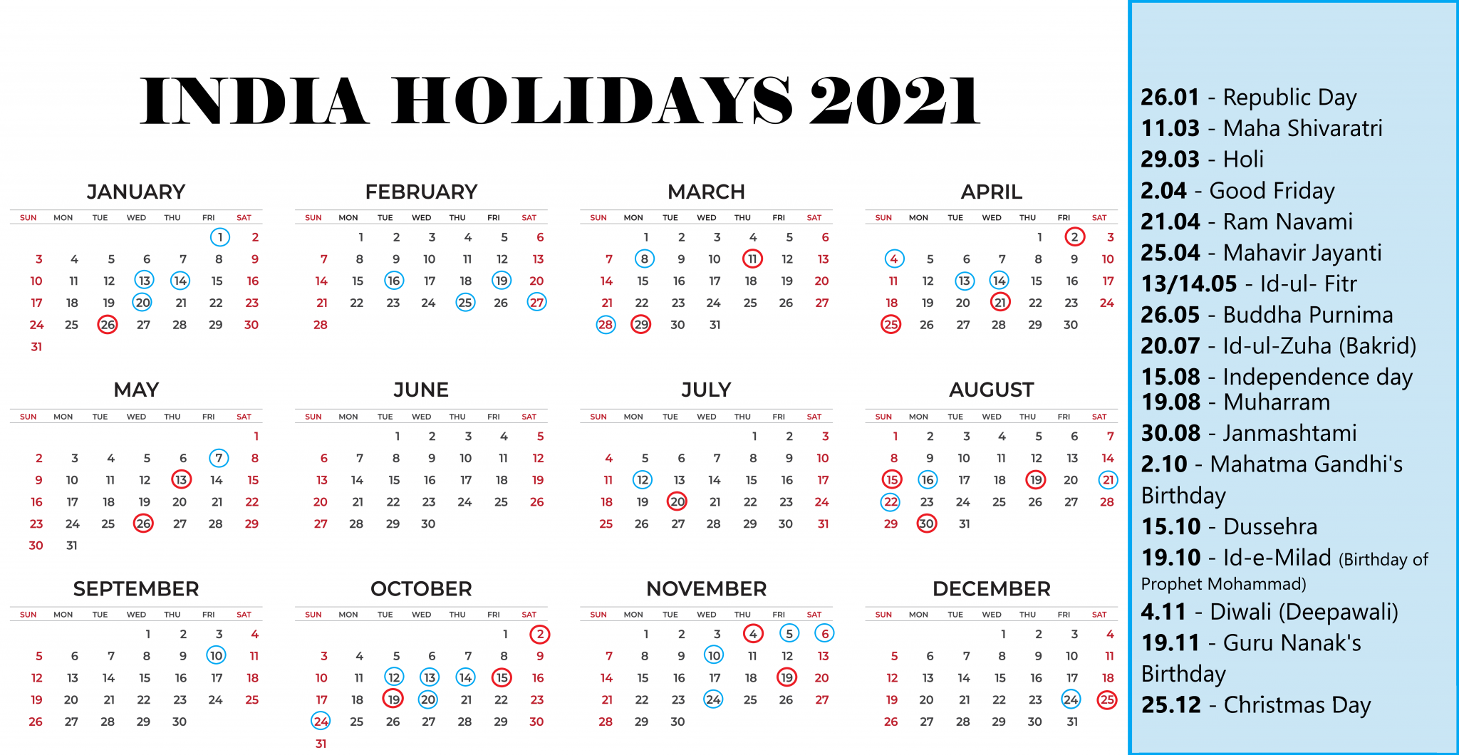 Holiday Calendar 2023 India Time and Date Calendar 2023 Canada