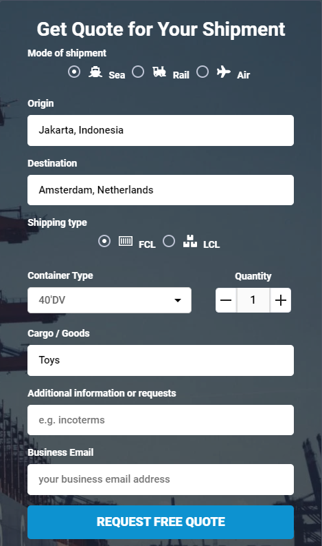Indonesia the Netherlands shipping cost