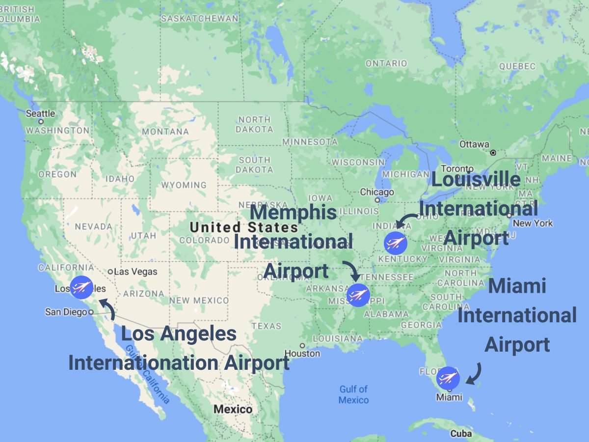 ABD'deki başlıca kargo havaalanları