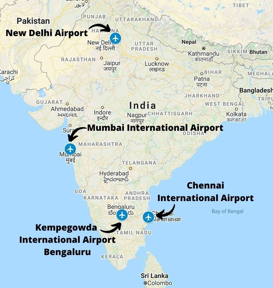 Main cargo airports in India