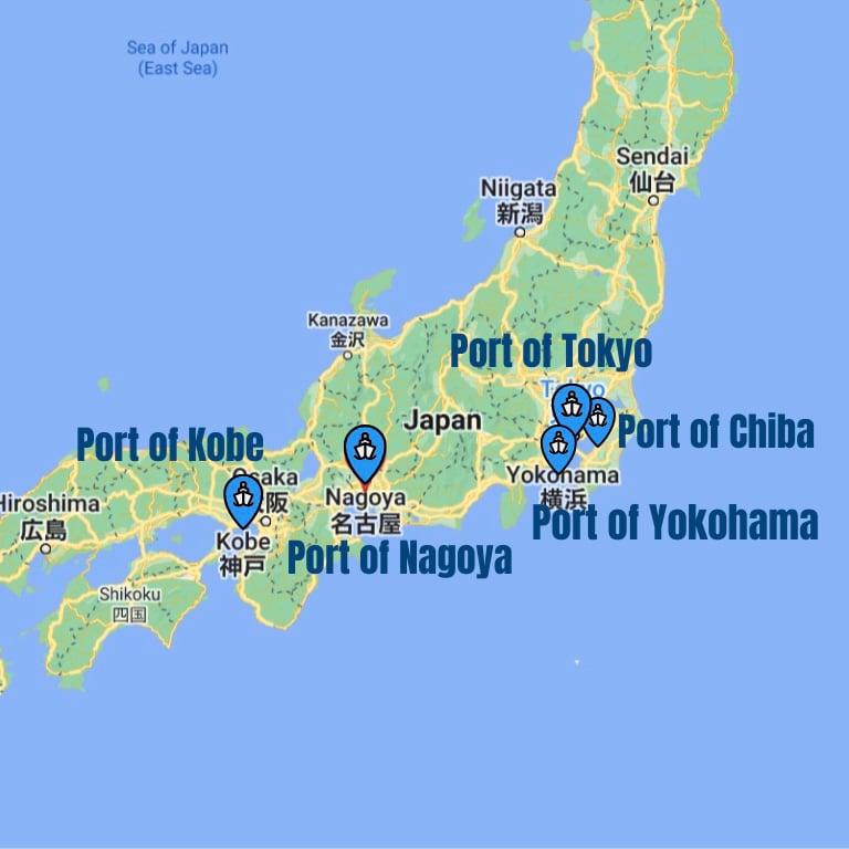 Major seaports in japan