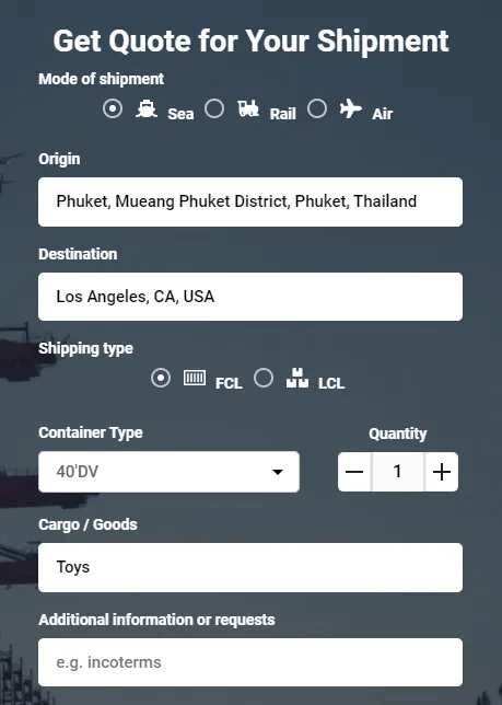 Shipping from Thailand to the US