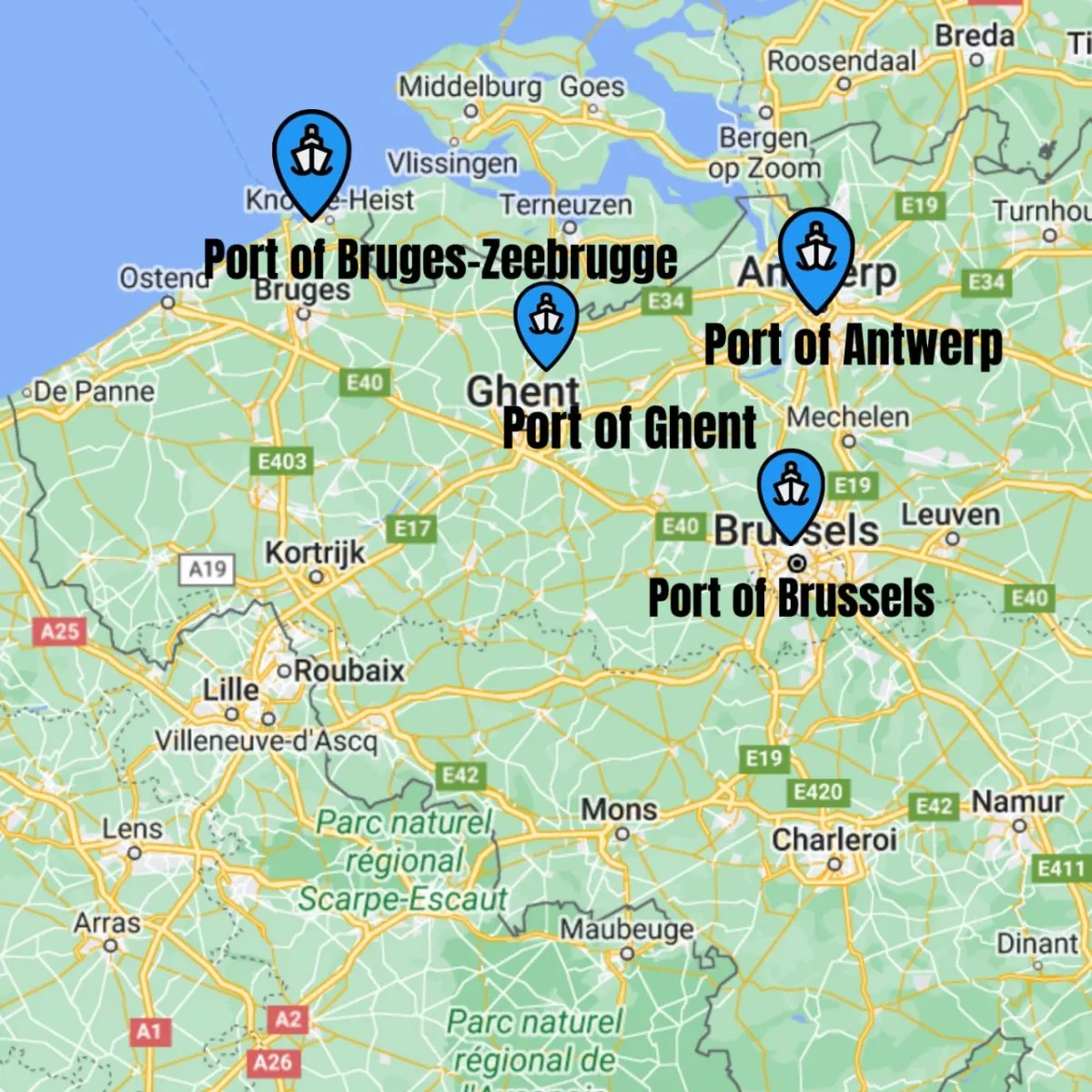 Shipping from the US to Belgium seaports Belgium