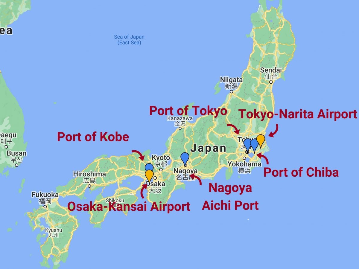Shipping from the US to Japan - ports in Japan
