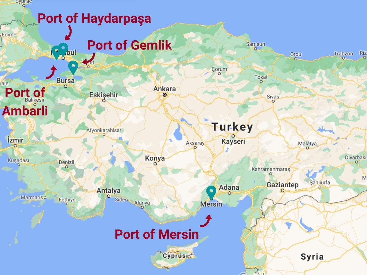 Turkey seaports map
