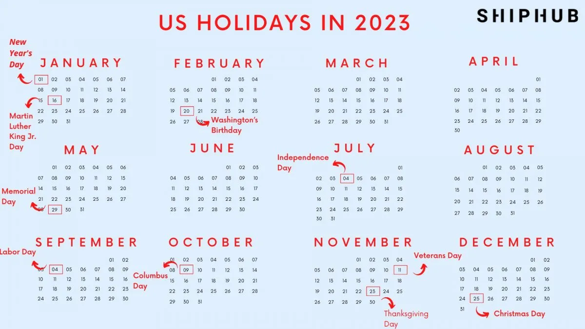 Holidays in the USA 2023 2023 calendar ShipHub